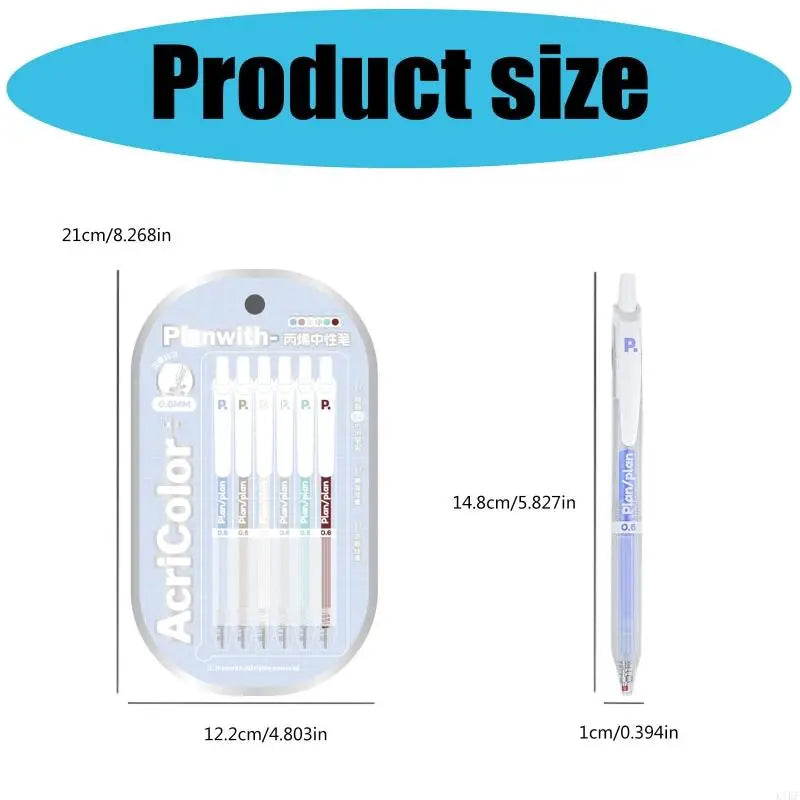 Retractable Acrylic Gel Pen Set, 6Pcs Colored Pen with Clicks Mechanisms for Organized Note, Drawing, and Creative Writing K1KF Quake