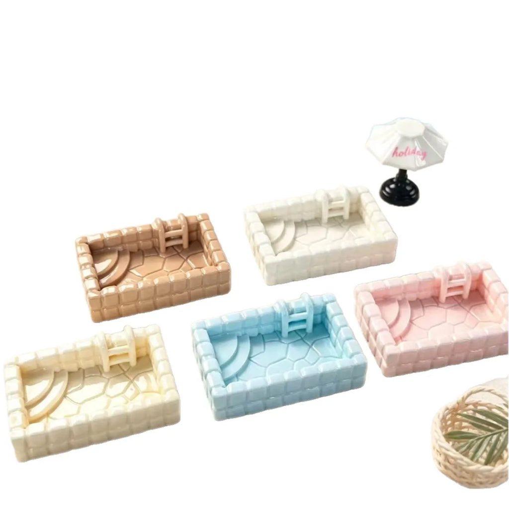 10Pcs Miniature Resin Swimming Pool For Dollhouse Summer Decor Fairy Garden Accessory Tiny Pool Scene Tropical Beach Diorama Quake