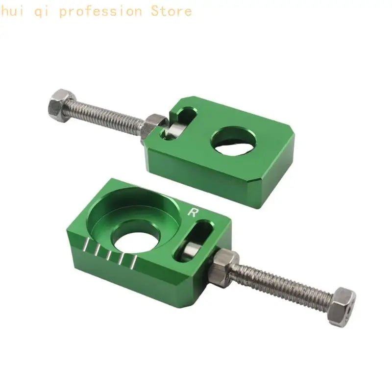 Motorcycle Chain Tensioner Rear Axles Blocks Wheel Axles Hub Spacer For Dirt Bike Rear Wheel Adjustable Mechanism H8WE Quake Green CN