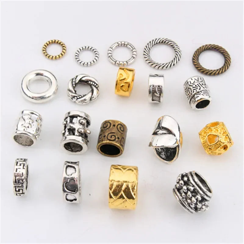 African Braiding Hair Rings Vintage Spiral Braids Hair Styling Tools Accessories Silver Gold Beads for Hair Braids Dreadlock Quake