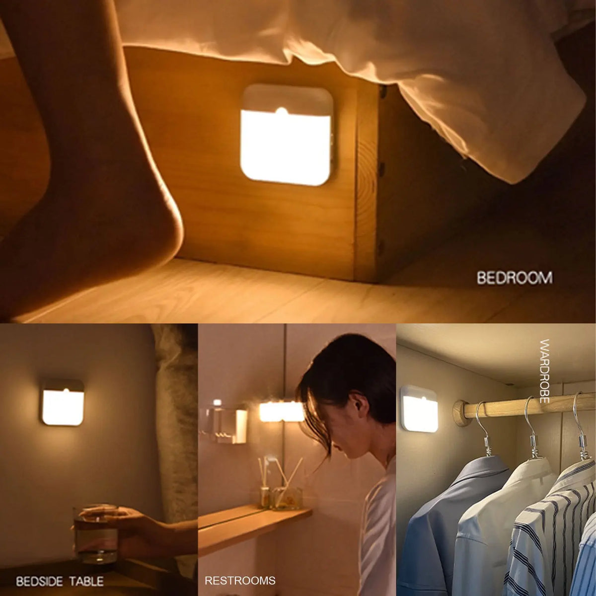 Motion Sensor Light Led Usb TYPE-C Charging Square Lamp for Bedroom Kitchen Stair Hallway Wardrobe Cupboard Lighting Night Light Quake