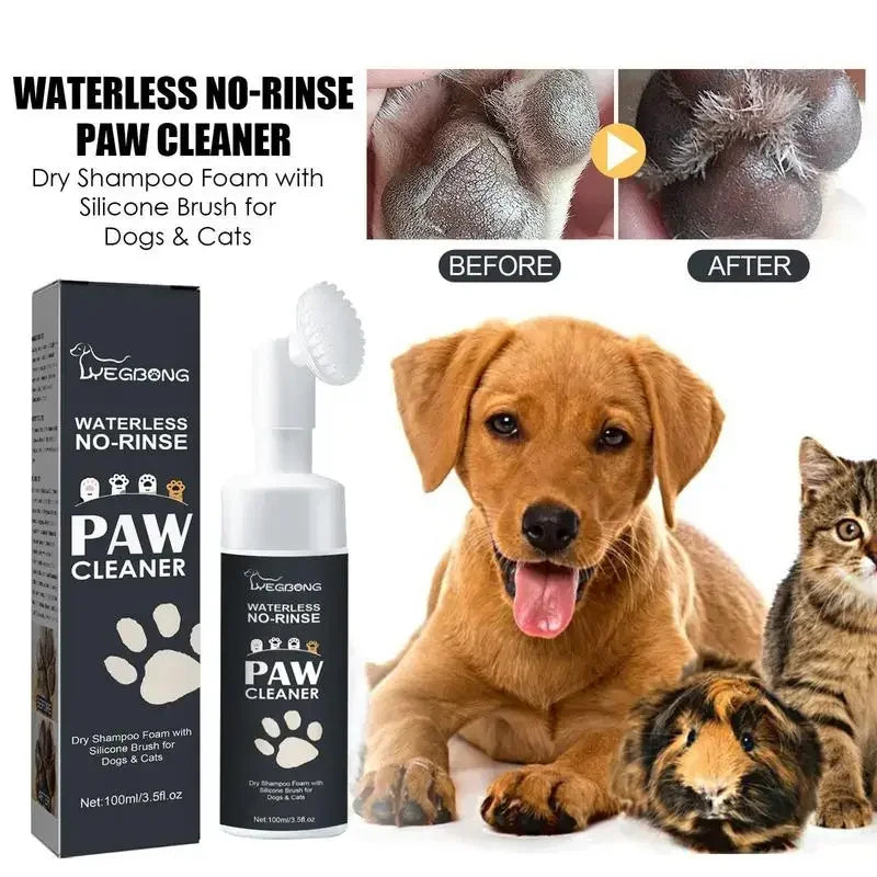100mlPaw Cleaner Foam Dog Claw Cleaner Cat Paw Cleaner Waterless Pet Shampoo with Dog Brush for Rinse-free Cat Paw Deep Cleanser Quake