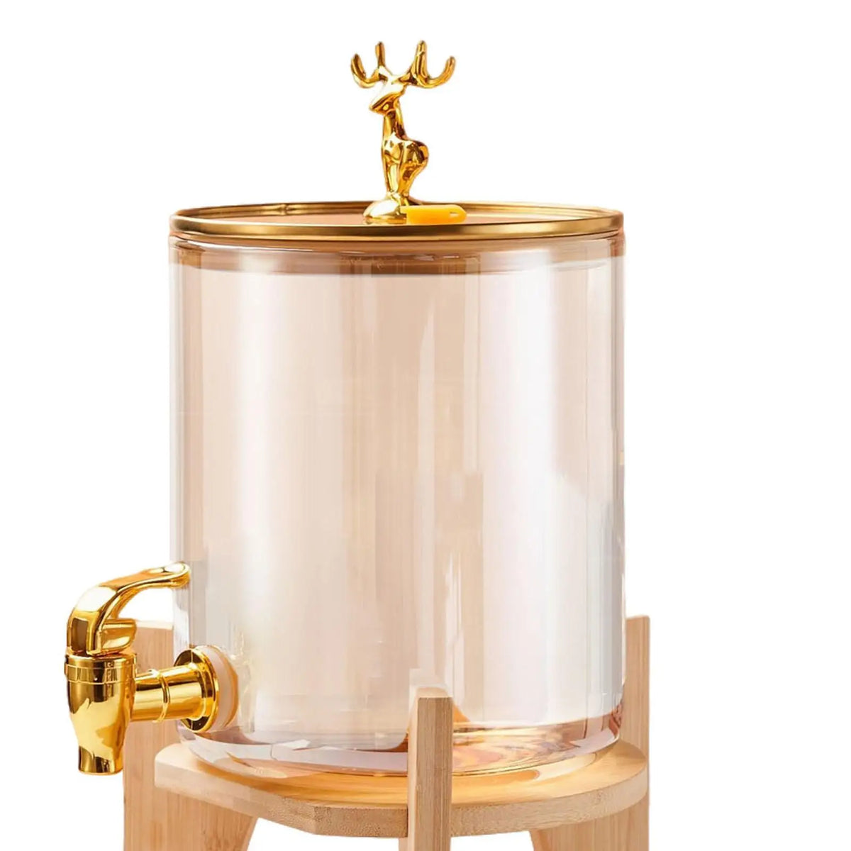 Cold Kettle Drink Dispenser with Glass Body and Bamboo Stand Party Drink Jug for Events Gatherings Different Cups Use Quake