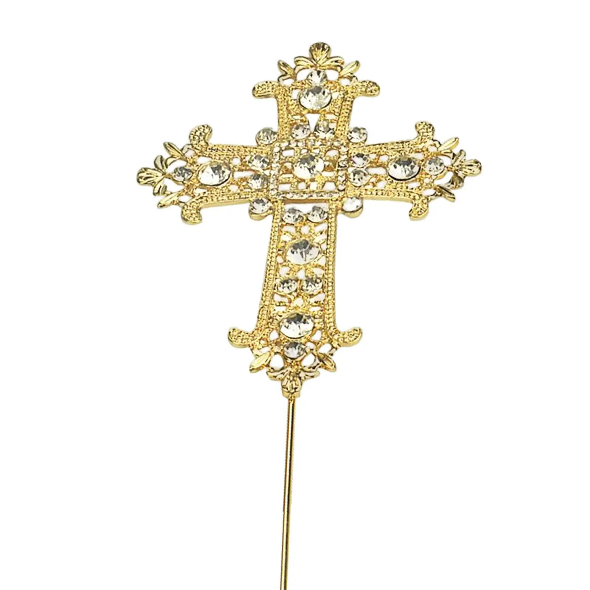 First Communion Cross Cake Topper Rhinestone Accessory Religious Vintage Cross Bunting for Celebration Wedding Christening Girl Quake