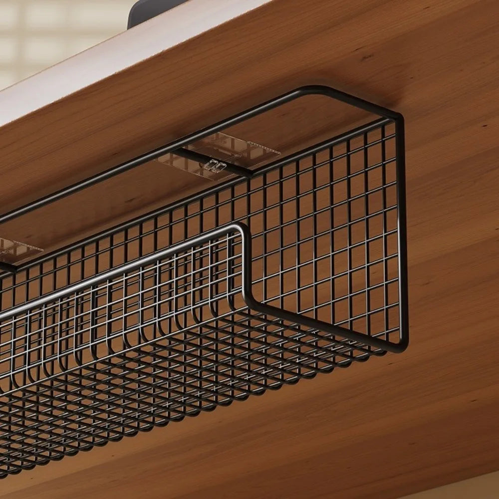 High Quality Under-desk Cable Management Tray No Drill Metal Wire Socket Storage with Clamp Desk Cable Organizer Office Quake