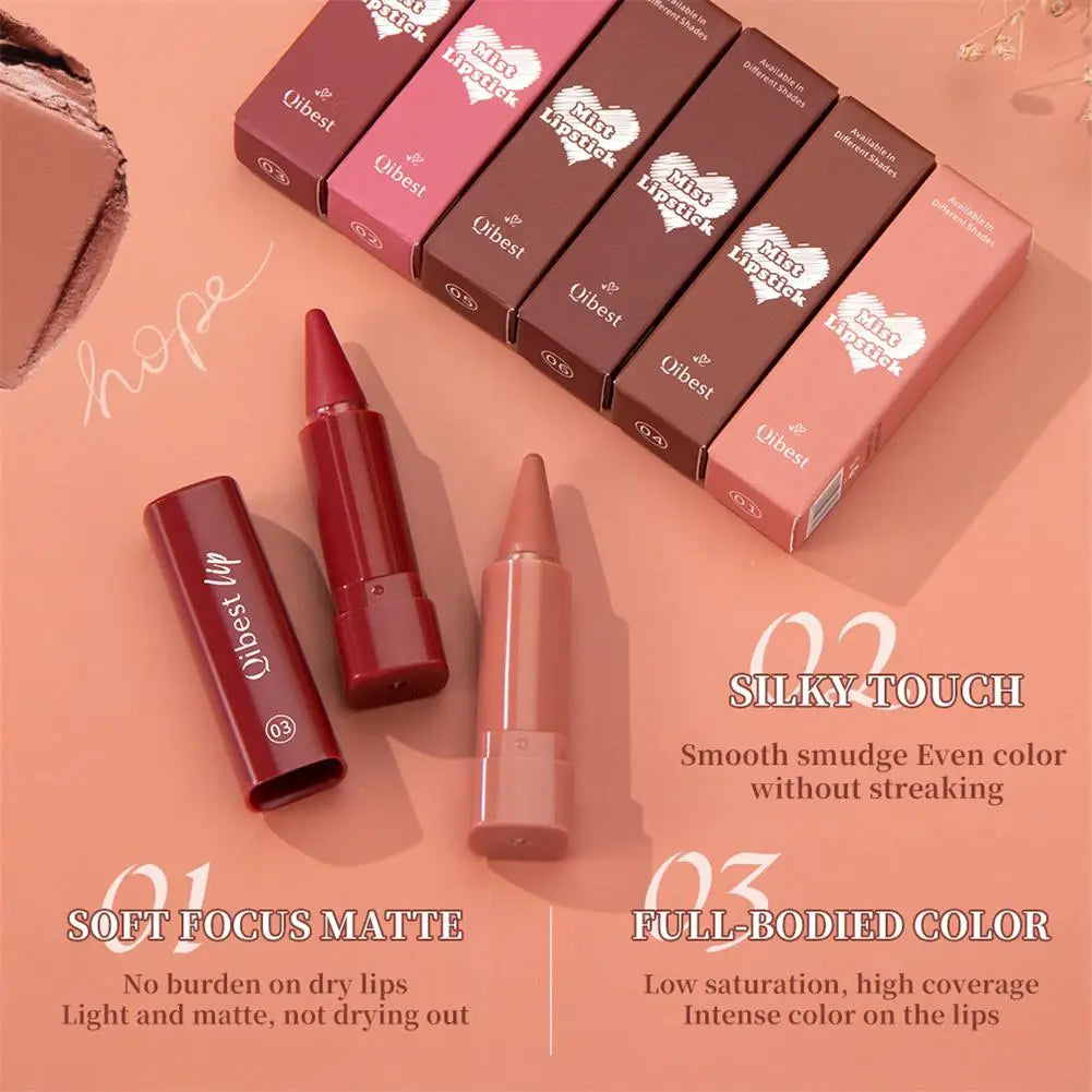 Twist Up Gradient Matte Lipstick Crayon Lip Liner Pencil For Women, Long Lasting Waterproof Flawless Contour Lip Pencil Crayon Quake