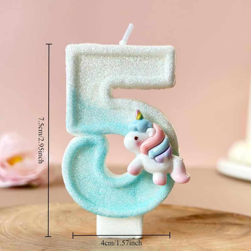 Cartoon Unicorn Digital Candle Birthday Candle Party Festival Cake Decoration Atmosphere Props Quake F