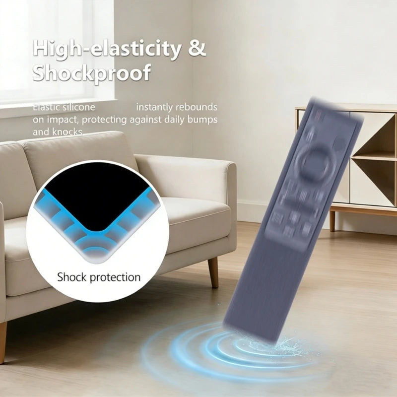 Remote Cover Silicone Sleeve with Pebbled Grip Texture, Lanyard and Button Window for BN591388K Household Use K1KF Quake