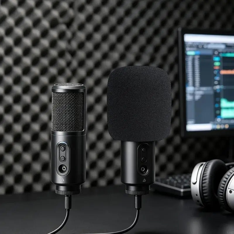 Microphone Foam Cover for ATR2500X-USB, Black Slip-On Windscreen Mic Sleeve for Recording and Voice Chat K1KF Quake