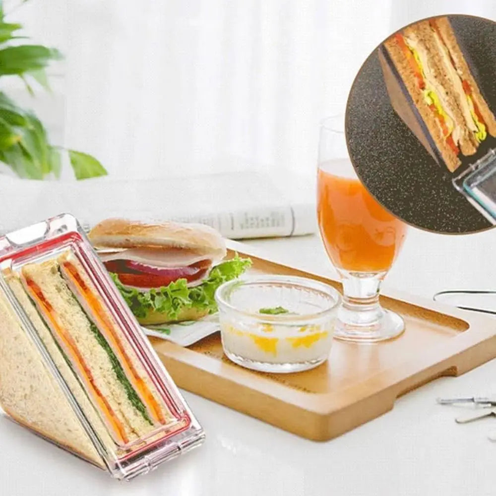 Portable Triangle Sandwich Container Acrylic Reusable Sandwich Boxes and Lunch Wedge Boxes with Lids for Kids Quake