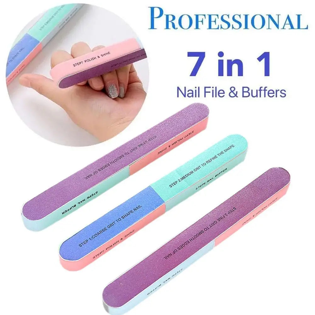 Professional Nail File Nail Buffers Blocks For Natural Nails Shine Smoother Upgrade Seven Steps Polisher Fingernail Files Buffer Quake