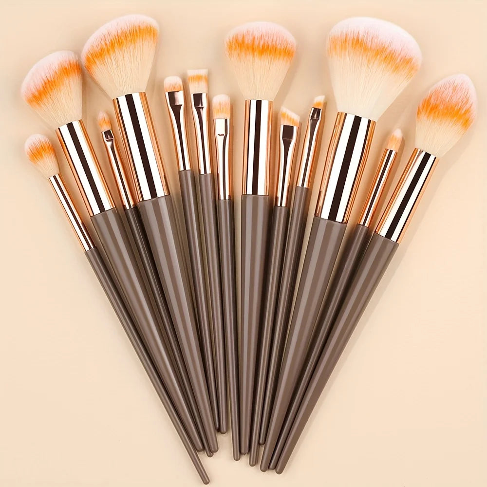 Makeup Brushes Set 13Pcs Premium Synthetic Brush Foundation Powder Blending Concealer Eyeshadow Blush Cosmetics Brushes Travel Quake TRICOLOR