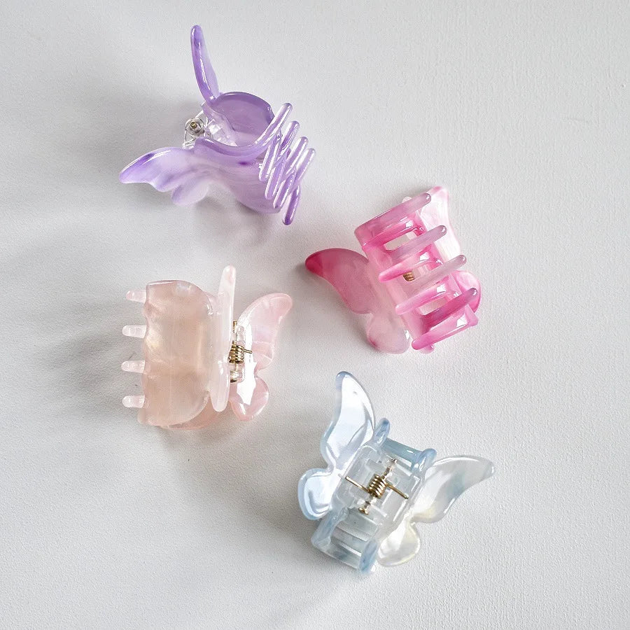 Acetate Butterfly Small Hair Claw Marble Pattern Grab Clip Women Gradient Hair Claw Back Head Hair Shark Clip Style Accessories Quake