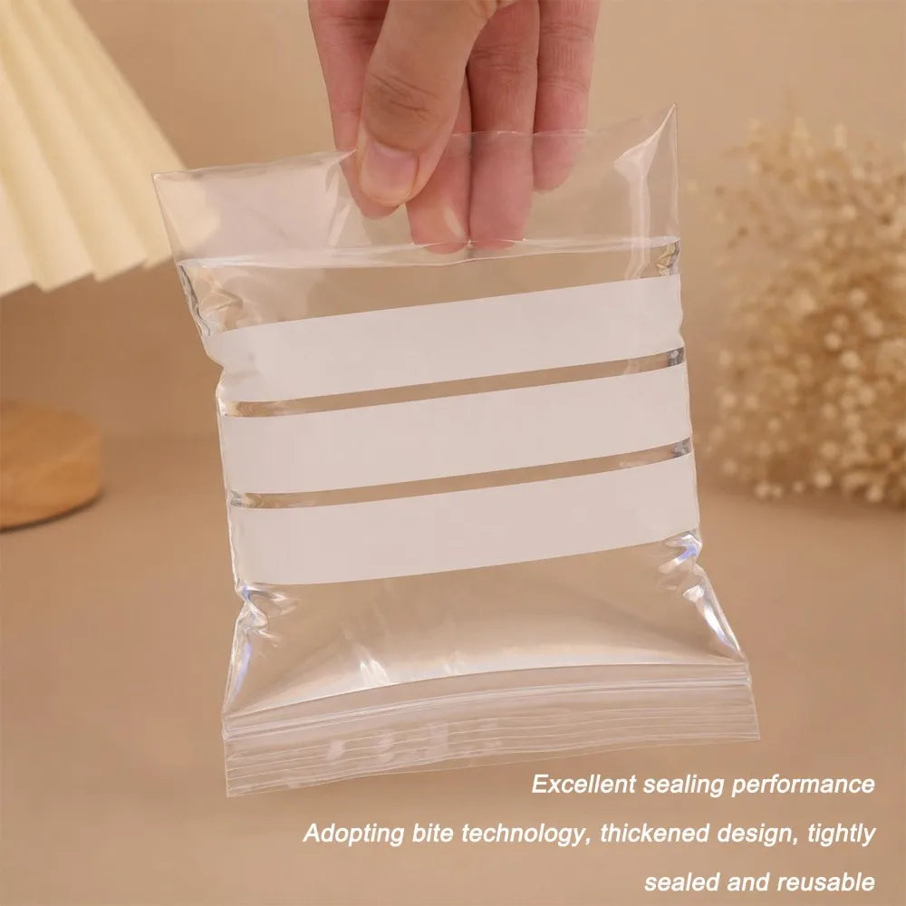 Transparent Writable Self Sealing Bag PE Classification Storage Bag Travel Jewelry Packaging Pouch Protable Snacks Storage Bags Quake
