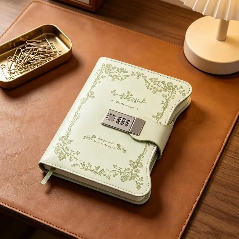Retro PU Leather Diary with Combination Lock 360 Pages Travel Journal Hardcover Notebook For Daily Writing Note Taking K1KF Quake