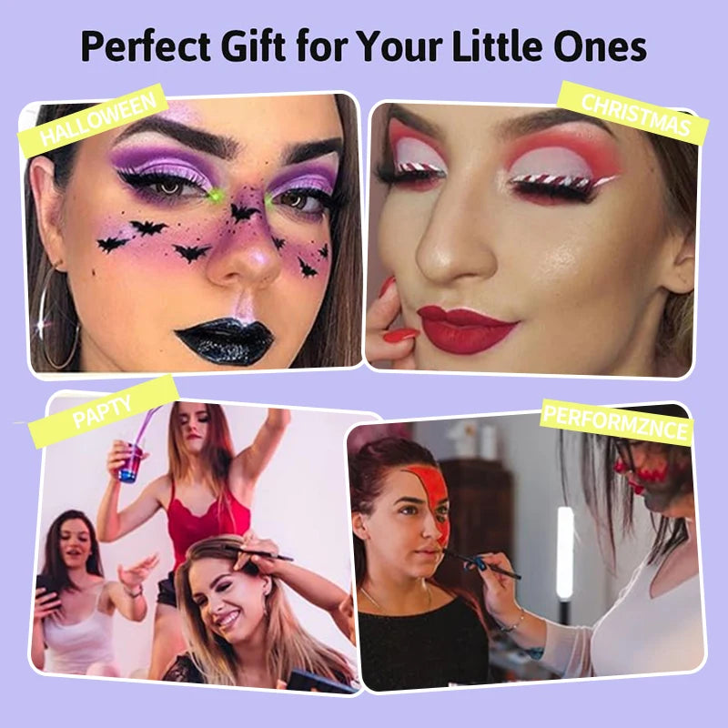 12 Colours Water-Soluble Rainbow Palette Children's Face Body Paint, Halloween Stage Makeup Body Paint Pigments Face Makeup Quake