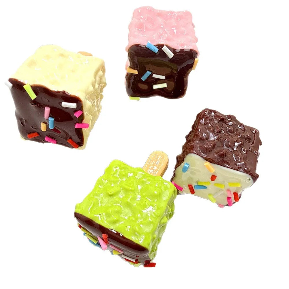 10Pcs Simulation Food Colorful Sweet Crispy Chocolate Ice Cream For Ice Bar Resin DIY Dollhouse Fake Food Play Toys Decoration Quake