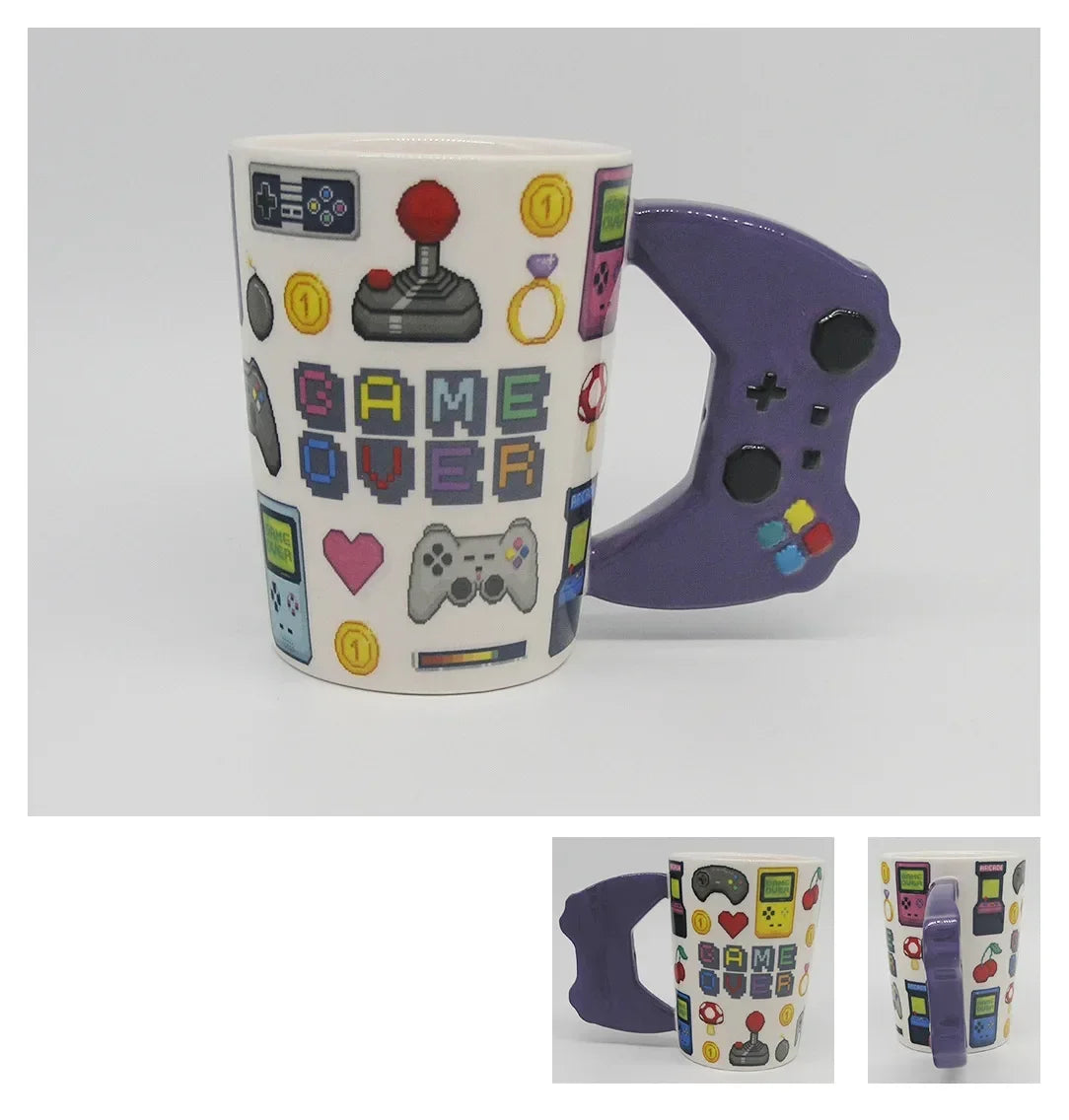 Handmade Ceramic Coffee Cup 350ml Game Controller Style Home Breakfast Milk Cup Creative Birthday Gift Quake PURPLE 350ml