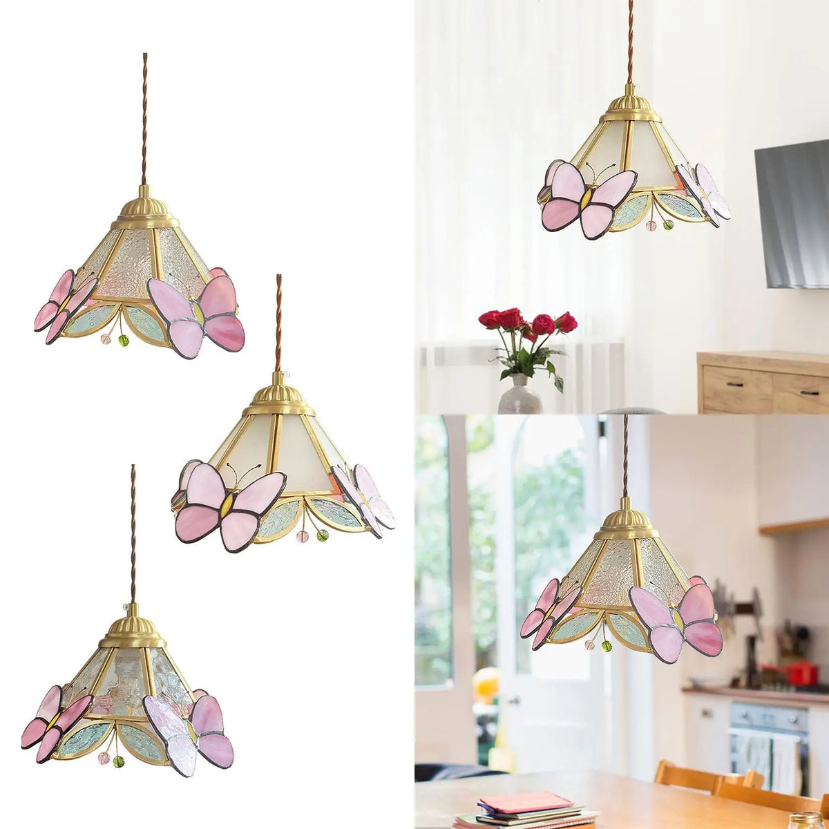 Pendant Lamp Ceiling Lamp Aesthetic Sturdy Creative Stained Glass Lamp Retro for Indoor Entryway Living Room Ceiling Ornament Quake