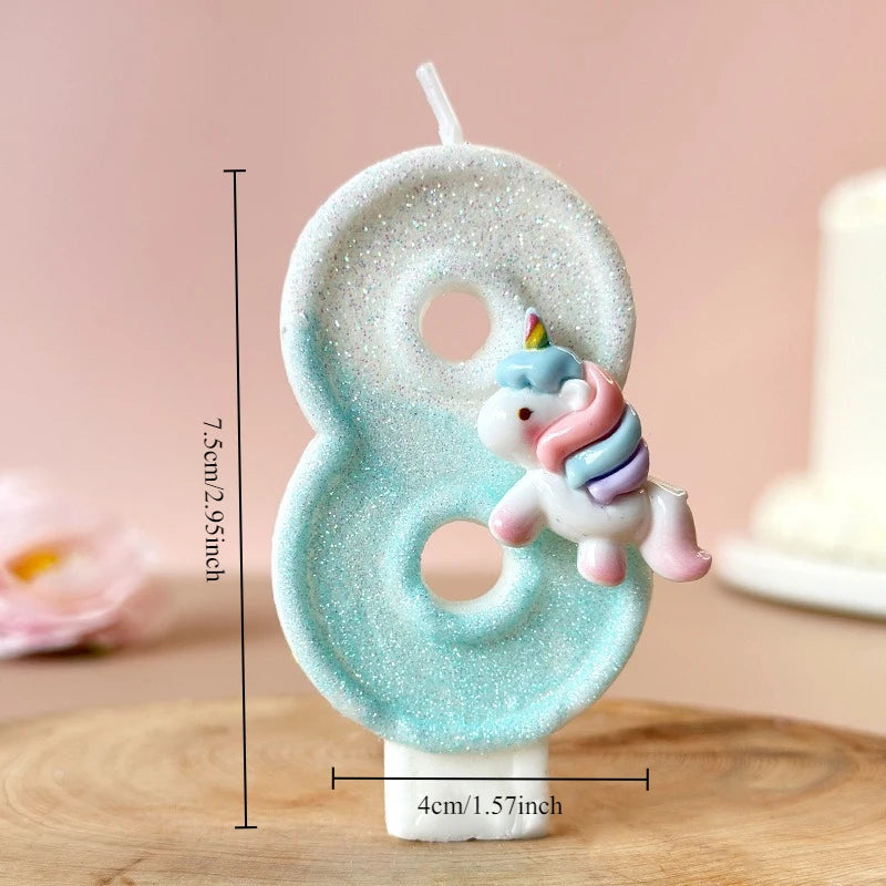 Cartoon Unicorn Digital Candle Birthday Candle Party Festival Cake Decoration Atmosphere Props Quake I