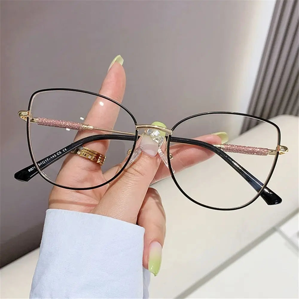 Fashion Vintage Cat Eye Computer Goggles Women Anti Blue Light Glasses Metal Frame Optical Glasses Trendy Office Eyeglasses Quake