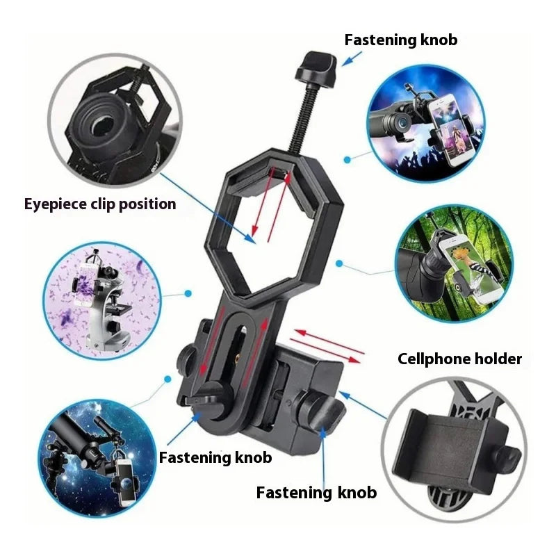 Universal Cell Phone Adapter Mount Telescope Phone Mount for Binocular Monocular Spotting Scope Telescope Quake