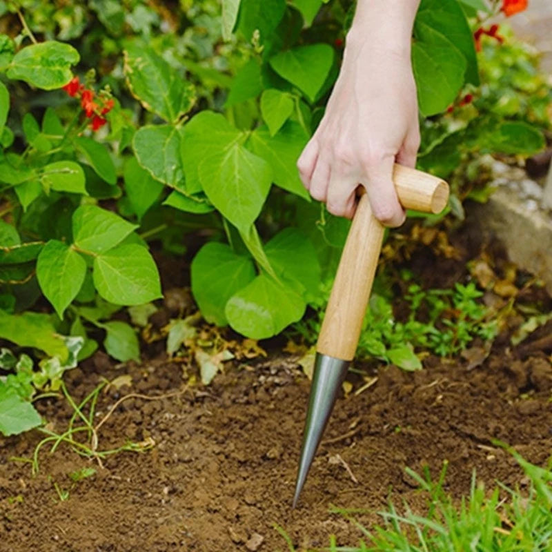 Wood Handle Garden Dibber Manual Seedling Planting Hole Punch Tool for Transplanting, Vegetable Flower And Garlic Planting Quake