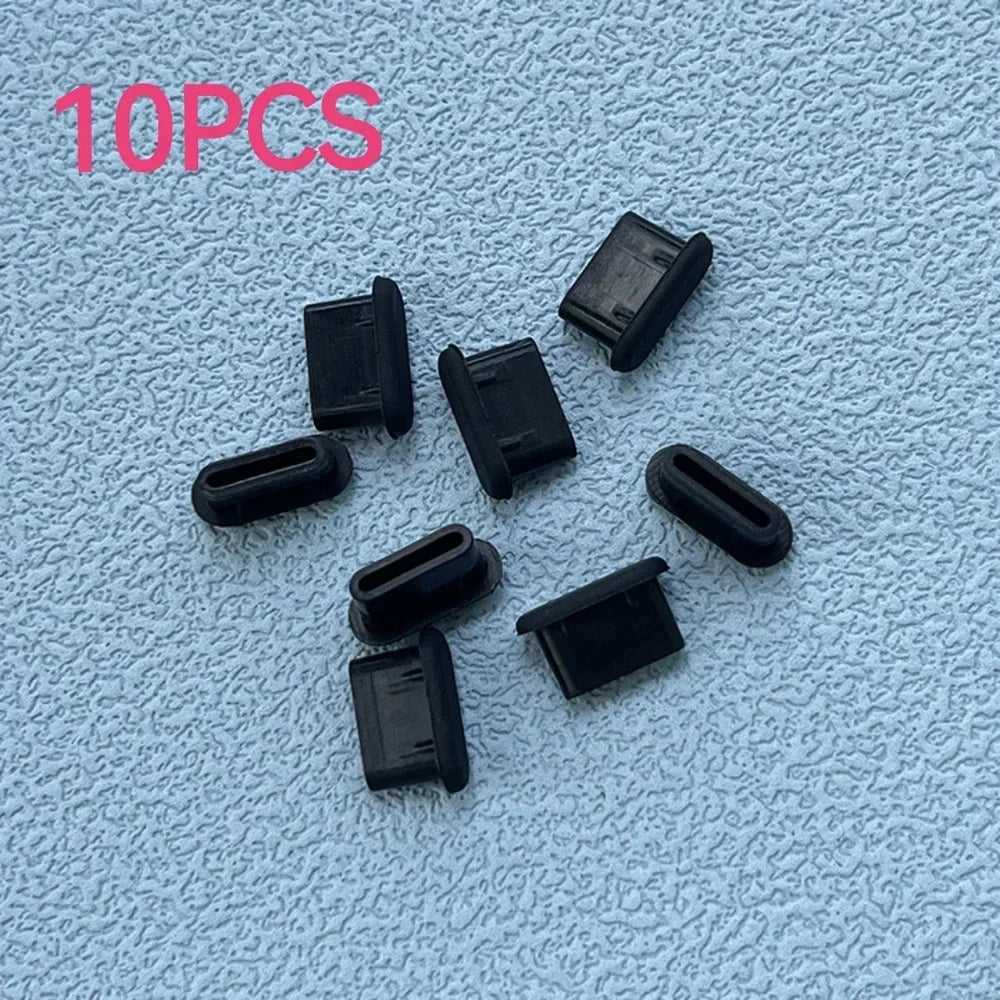 Cover Phone USB 10/30/50PCS Type-C Silicone Dust Plugs Charging Port Protector Type C Anti-dust Cap for Samsung Xiaomi Huawei Quake black 10PCS