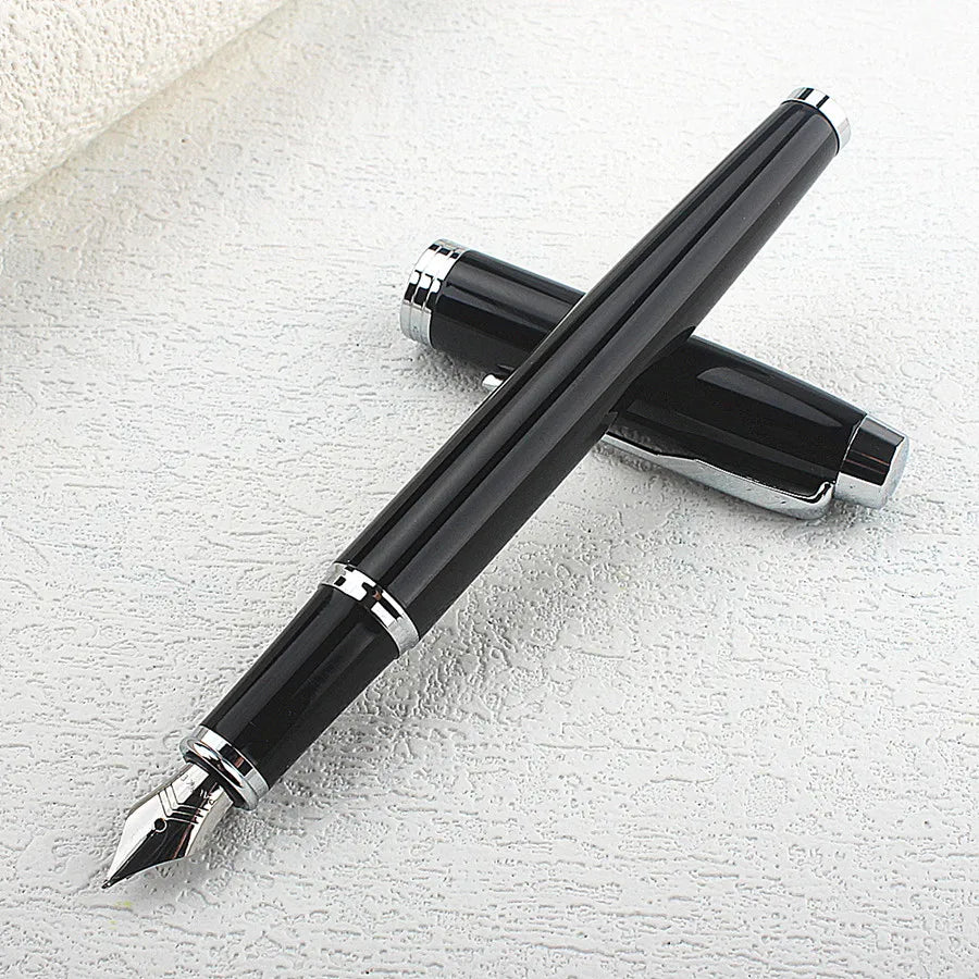 Luxury Arrow Clip Metal Fountain Pen 0.7MM Nib , White Black Barrel Business Office Home School Supplies Quake 996-1 0.7MM