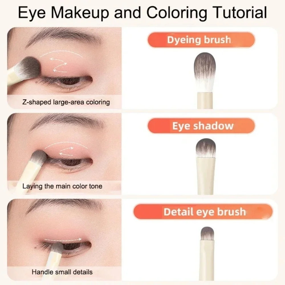 5/6/8/10Pcs Professional Eye Makeup Brushes Set Detail Eyeshadow Brush White Ultra Soft Eyeshadow Eyeliner Beauty Makeup Tools Quake