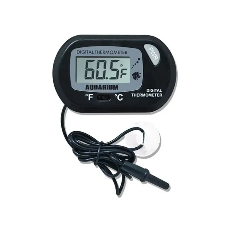 Digital Aquarium Thermometer with Probe Suction Cup Fish Tank Water Electronic Thermometer Measurement Degrees Celsius ℃ Quake Black G1340A