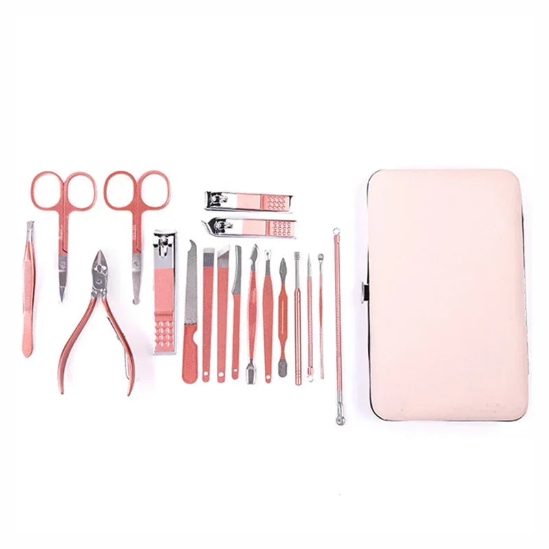 12Pcs/Box Rose Gold Stainless Steel Nail Clipper Set Nails Scissors Dead Skin Pliers Pedicure Knife Manicure Tool Quake