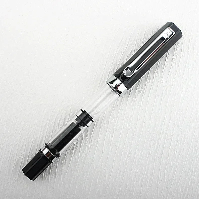 High Quality 3059 Piston Fountain Pen Resin Transparent Ink Pen EF/F Nib 0.38/0.5mm Fountain Pen Business Gif Quake 3059-9 Dark tip Nib 0.38MM