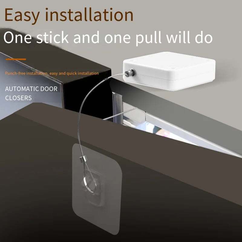 No Punching Automatic Door Closer Pull Cord Door Closers Adjustable Surface Door Stop Bracket Type Automatic Door Closer Quake