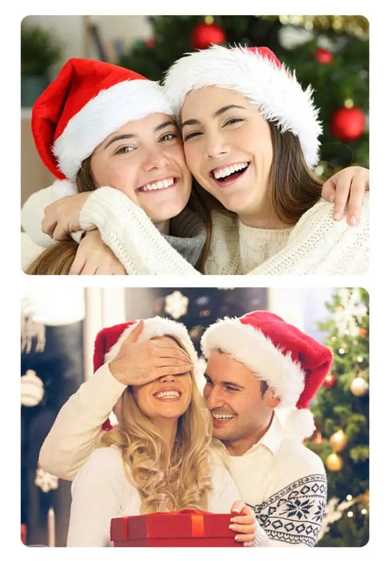 Merry Christmas adjustable LED Lights High-end Plush Children Adult Santa Hat Christmas Decorations Christmas Supplies LuminousS Quake