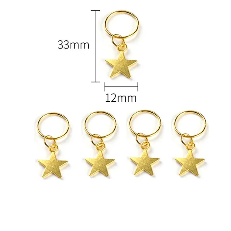5/10/20pcs Gold Star Twist Braid Hair Ornament Women Charming Alloy Circle Hoop Braid Tool DIY Pendant Hair Style Accessories Quake 5pcs