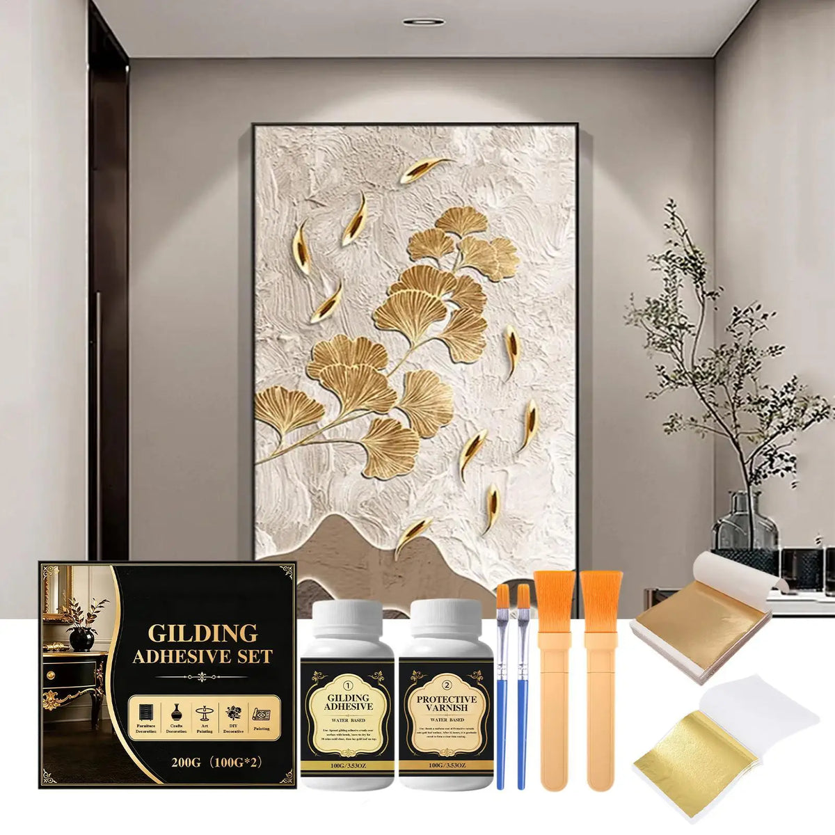 Gilding Adhesive Water-Based Long-Lasting DIY Gilding Crafts Gold Leaf Glue for Home Furniture Jewelry Crafts Art Painting Quake