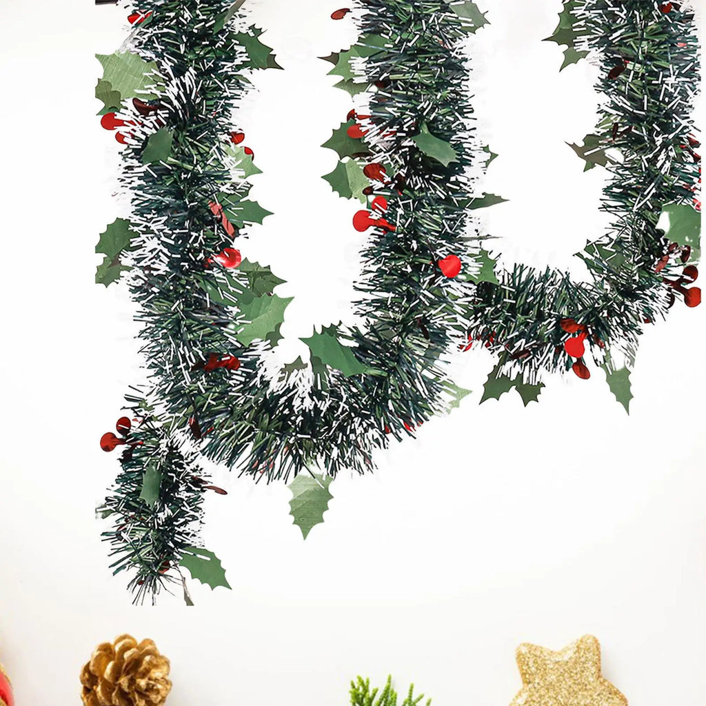 5.9ft Christmas Tinsel Garland Easy to Use Practical Party Supplies Hanging Garland for Xmas Tree Stair Fireplace Railing Party Quake