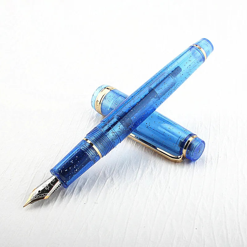 Jinhao 82 Fountain Pen Acrylic EF/F/M/Bent Nib Golden Trim with Converter Writing Pen Quake