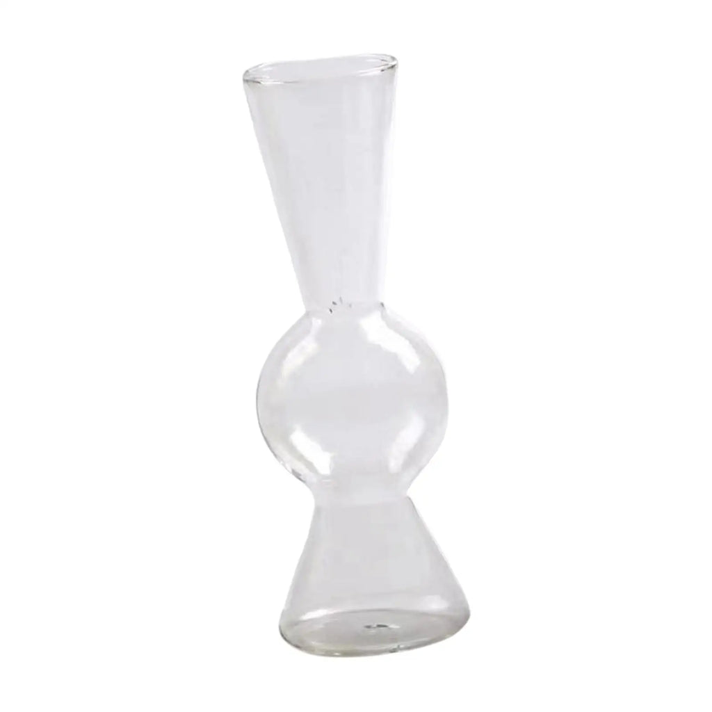 Modern Glass Flower Vase Holder Flower Pot Ornaments for Living Room Tabletop Centerpieces Dining Table Kitchen Decor Quake Clear