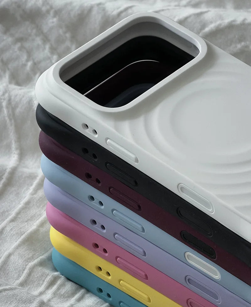 608233 Wave Magnetic Phone Cover for IPhone 13 14 15 16 17 18 Pro Max Case for IPhone 18Pro Quake