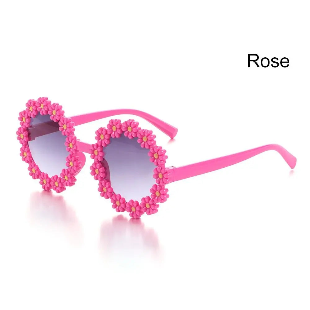 Round Flower Sun Glasses for Kids Cute Daisy Sunglasses Children Outdoor Sun Protection Shades Fashion Funny Party Eyewear Quake Rose