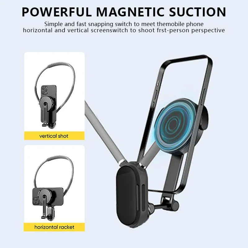 Magnetic Neck Mount Silicone Quick Release Holder for Mobile Phones Video recording Stand Quake