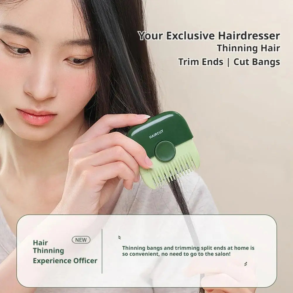 Manual Hair Trimmer Comb for Bangs Fringe Thinning Split Ends Remover Portable Haircut Tool for Kids Adults with Scale Case Quake