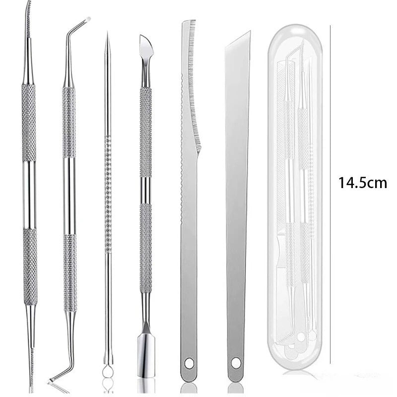 1set Stainless Steel Pedicure Tools Multi-functional Foot Care Professional Nail Clipper Manicure Kit Quake Six piece set