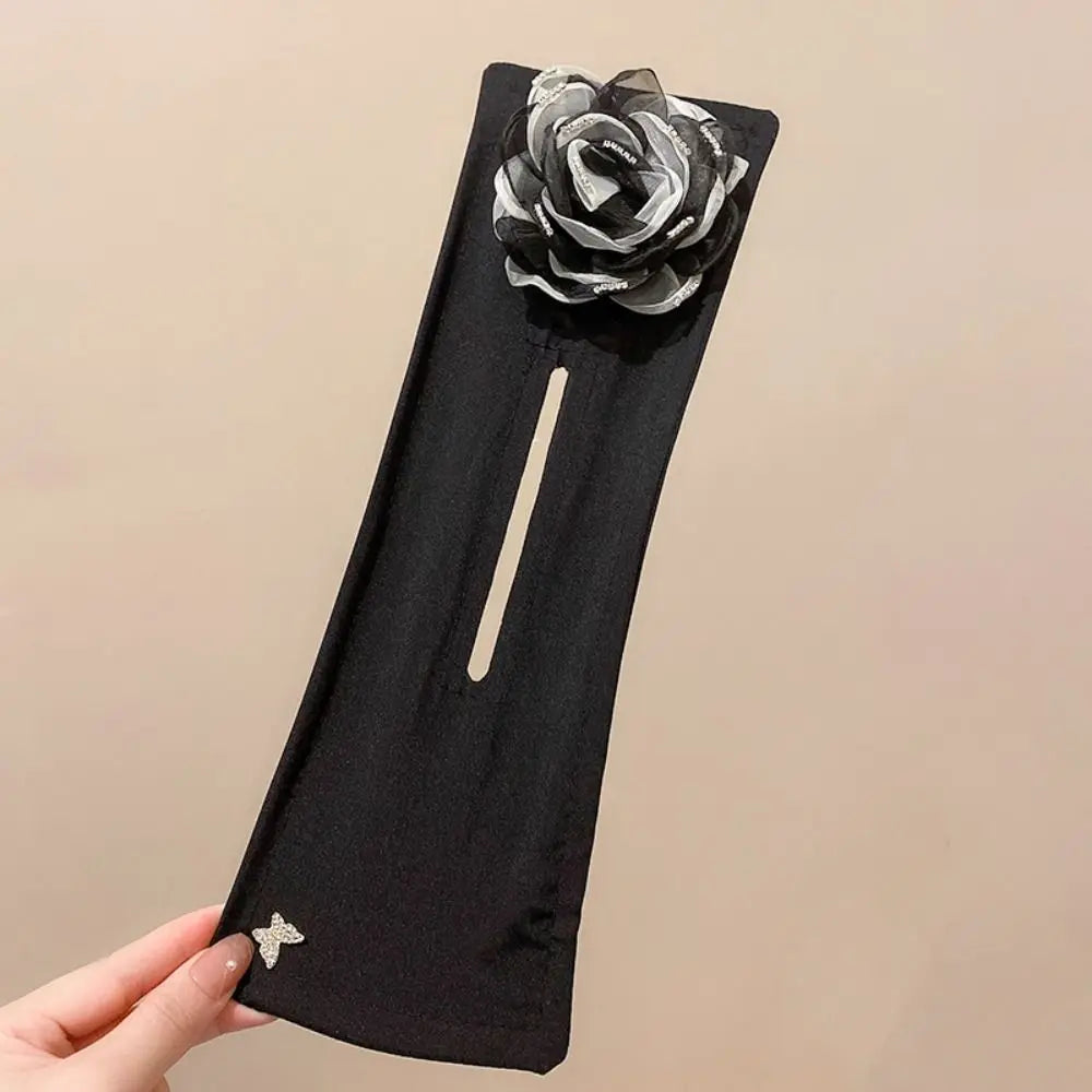 Hair Bun Maker Big Camellia Flower Flexible Donut Bun Lazy Curler Clips French Twist Hair Tie Hair Styling Accessories Quake Grey