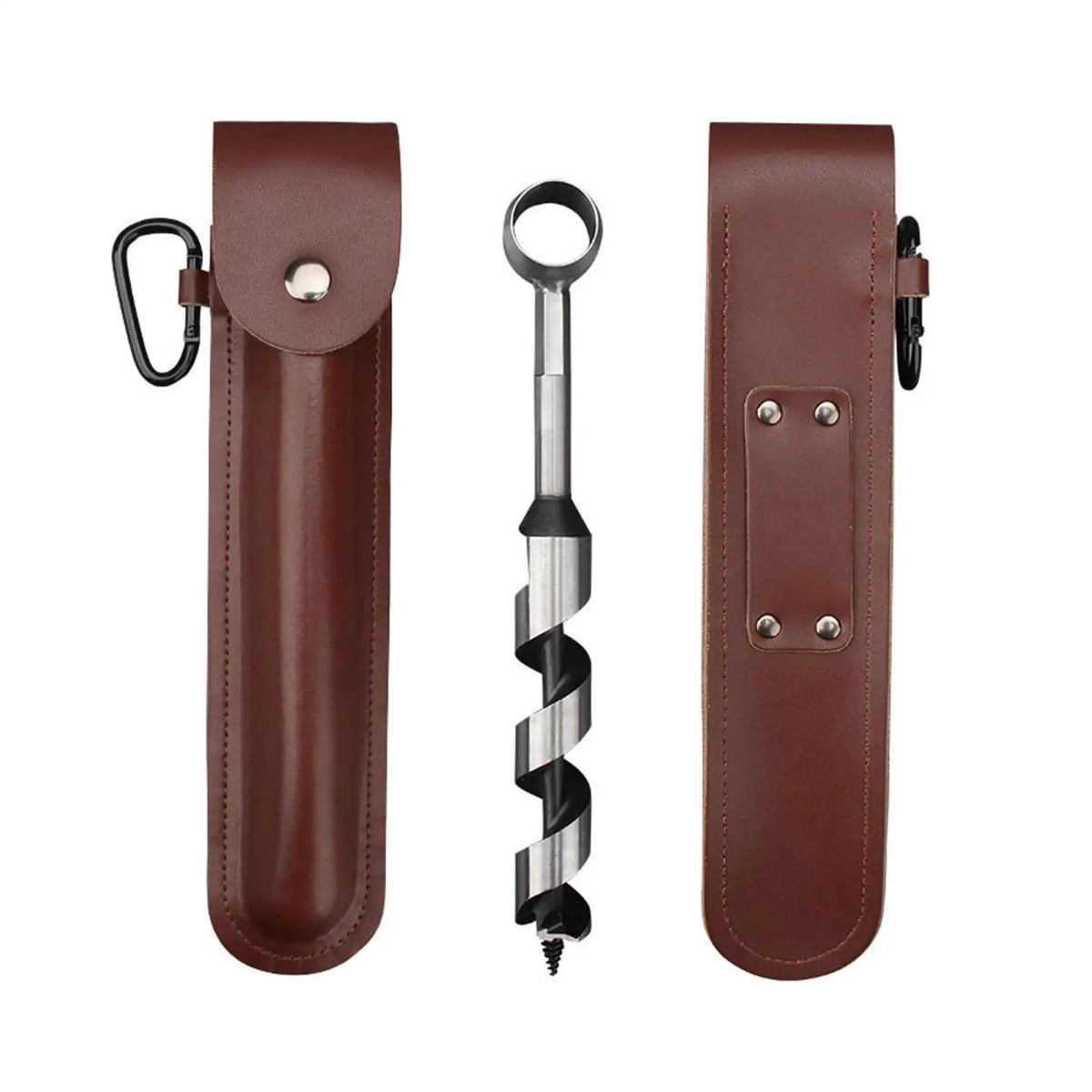 Hand Auger Wood Drill, Woodworking Drill Bit Leather Case, Survival Settlers Tool Spiral Drill Hole for Backpacking Outdoor Quake Default Title