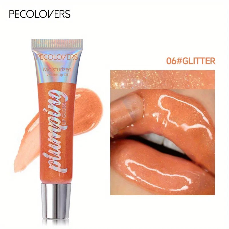 Shimmer Lip Oil Tinted For Fuller Lip Effect, Collagen Lip Gloss, Moisturizing Lip Care Extreme Volume Lip Essence Lips Enhancer Quake 06