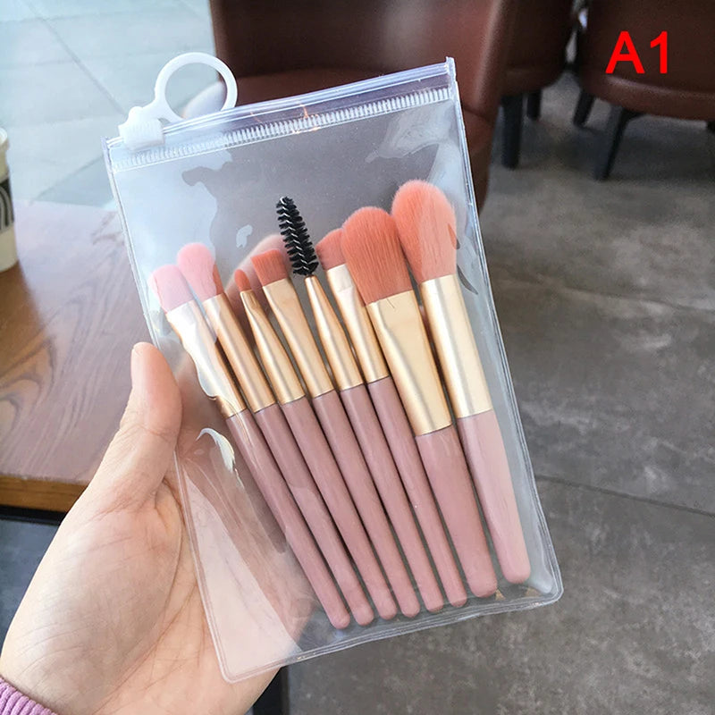 8PCS Mini Pro Makeup Brushes Matte Handle Portable Soft Hair Makeup Brush Set With Bag High Quality Makeup Tools Quake A1