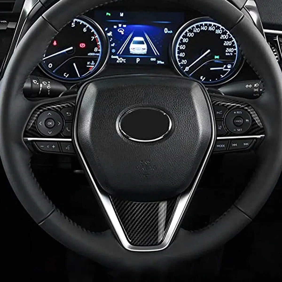 For Toyota Camry 2018-2023 ABS Carbon Fiber Style Interior Car Steering Wheel Cover Trim Frame Button Panel Sticker Decoration Quake